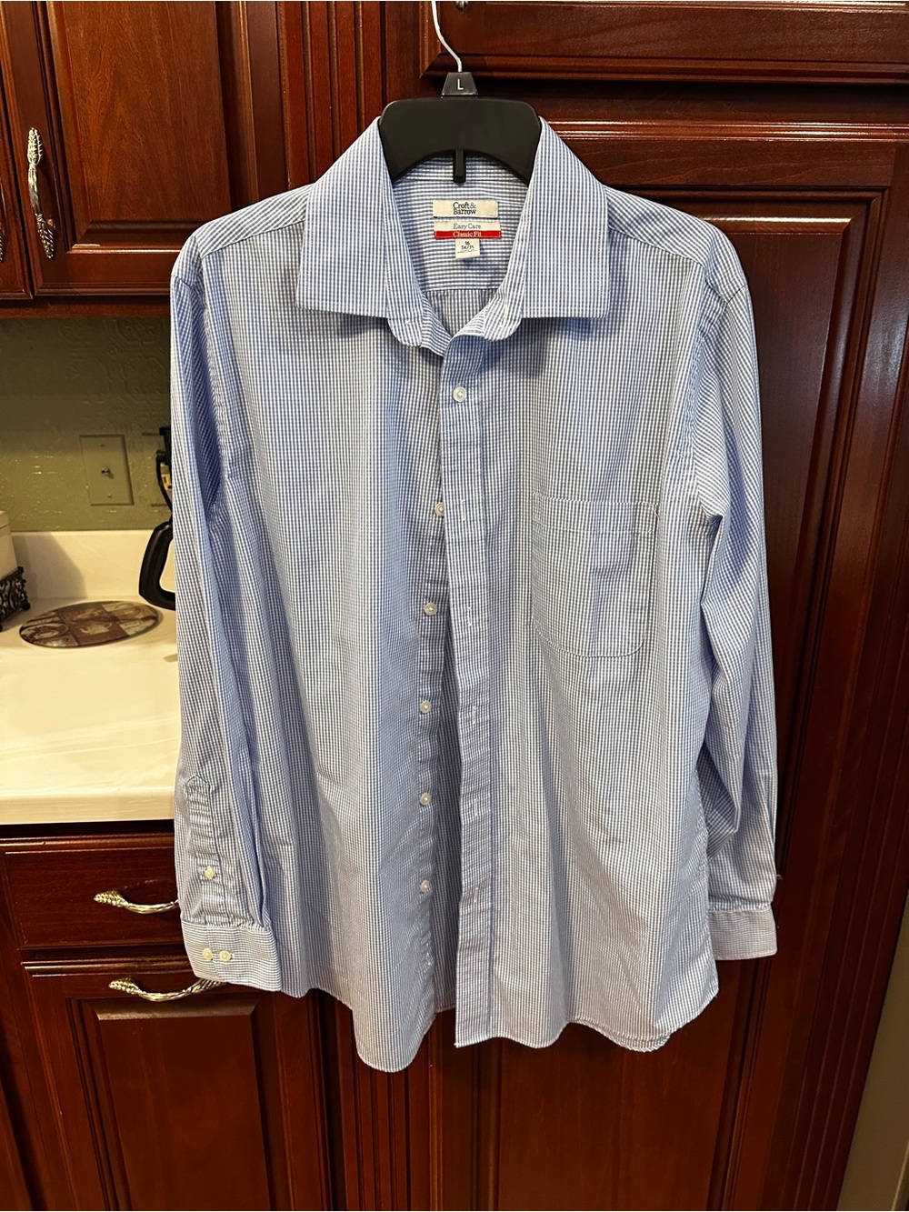 Croft & Barrow Blue Micro-Check Men's Dress Shirt 16 34-35